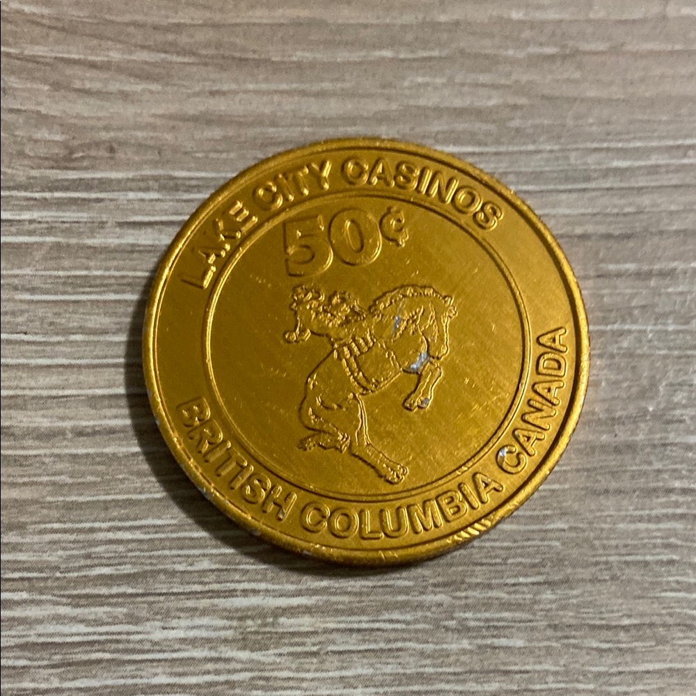 LAKE CITY CASINOS 50 Cents Hotel Poker Gaming Chip British Columbia